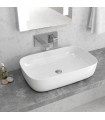 Karag Lt 2143-P white glossy rectangular counter top wash basin 60x39x145cm